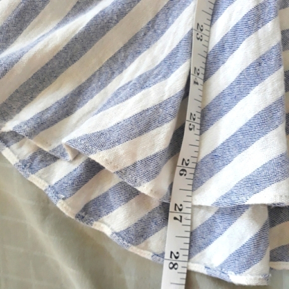 Alice + Olivia Long Sleeve Striped White & Blue Linen Blend Oversized Top XS - Picture 11 of 13